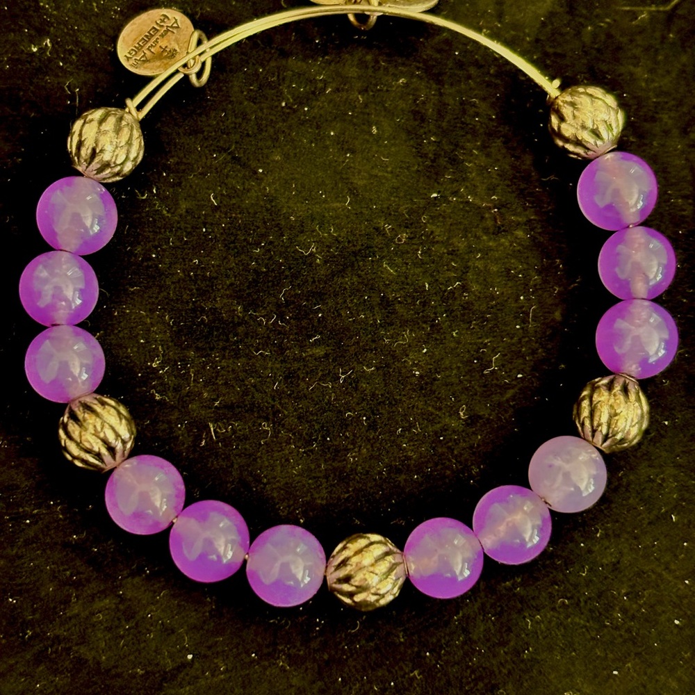 Alex and Ani Purple Beaded Bracelet with Gold Accents SUGER POP VINTAGE RARE - Picture 2 of 2